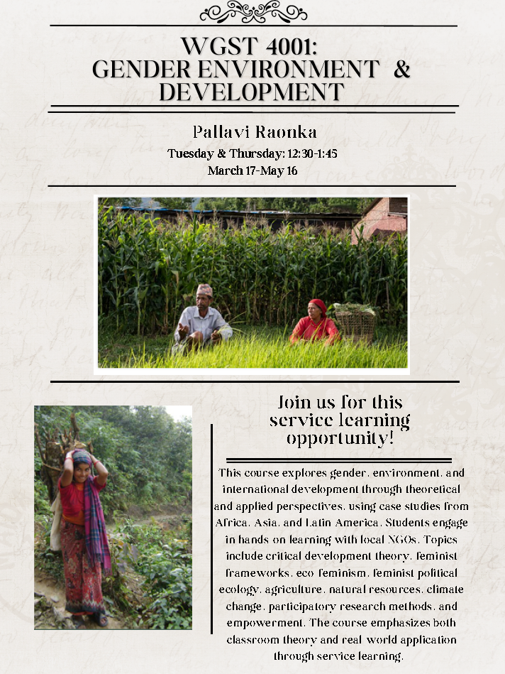 WGST 4001: GENDER ENVIRONMENT & DEVELOPMENT